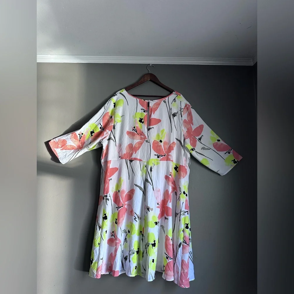 Lane Bryant Retro Floral Printed Chiffon Shift Midi Dress Plus Size 26/28 (4XL) - Picture 12 of 16
